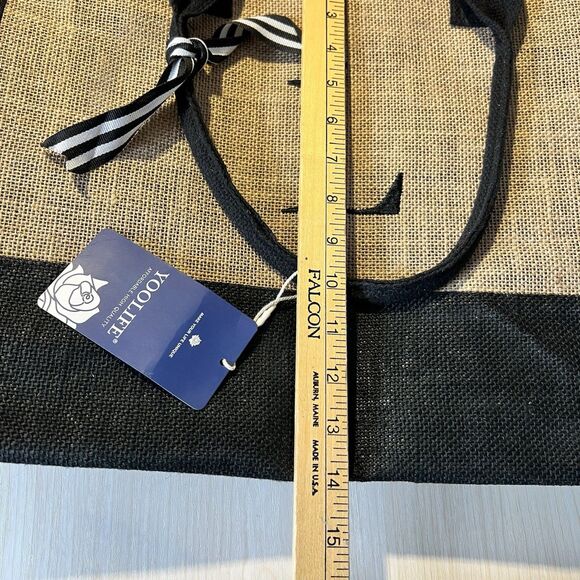 YOOLIFE Initialed “L" Embroidery Jute Tote Makeup Bag Monogram Vacation Resort - Picture 10 of 12